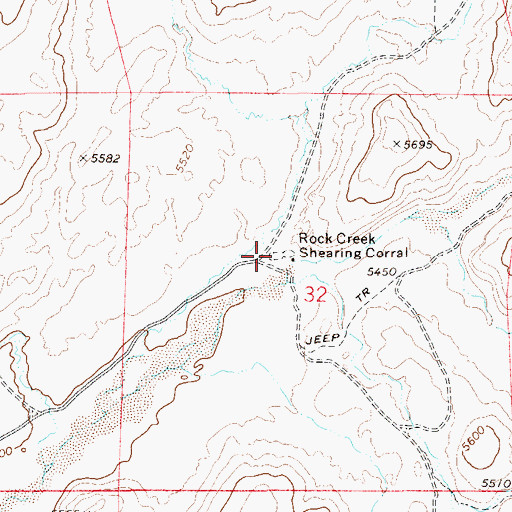 Topographic Map of Rock Creek Shearing Corral, NV