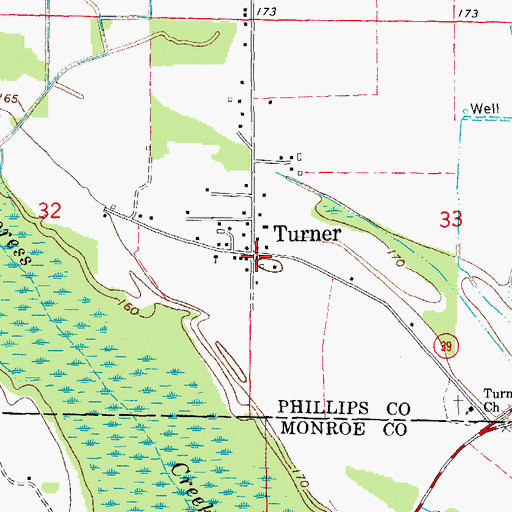 Topographic Map of Turner Post Office, AR