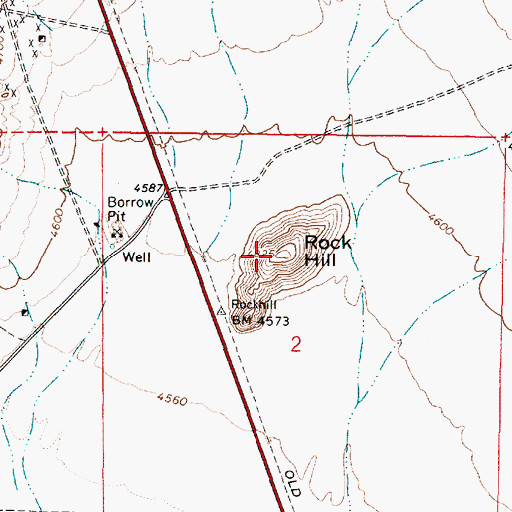 Topographic Map of Rock Hill, NV