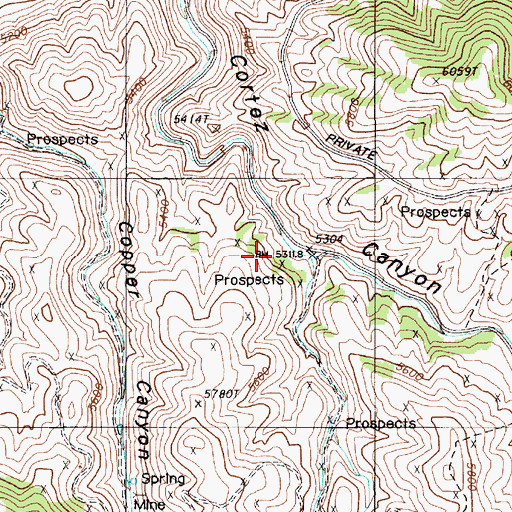 Topographic Map of Rock House, NV