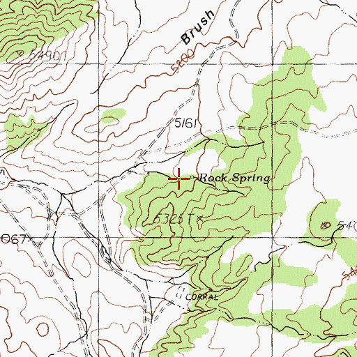 Topographic Map of Rock Spring, NV