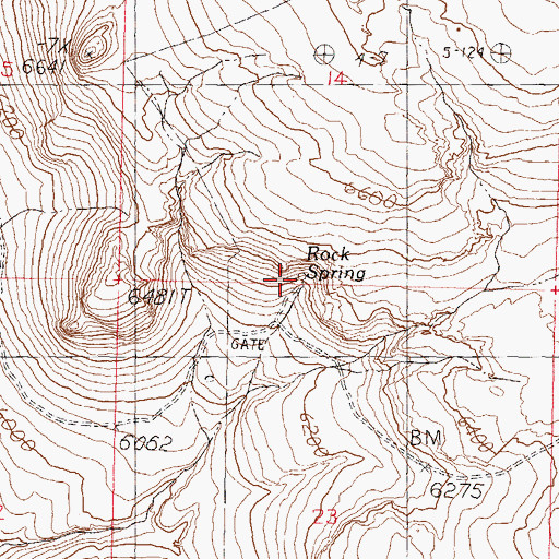 Topographic Map of Rock Spring, NV