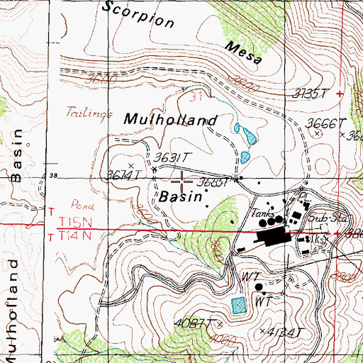 Topographic Map of Mulholland Basin, AZ