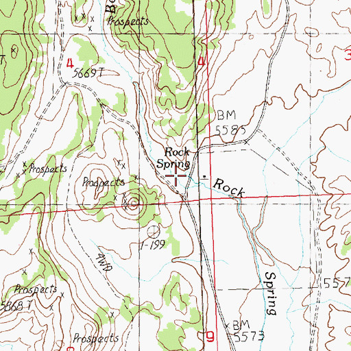 Topographic Map of Rock Spring, NV