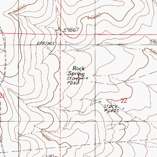 Topographic Map of Rock Spring, NV