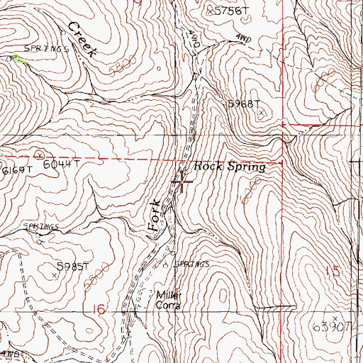 Topographic Map of Rock Spring, NV