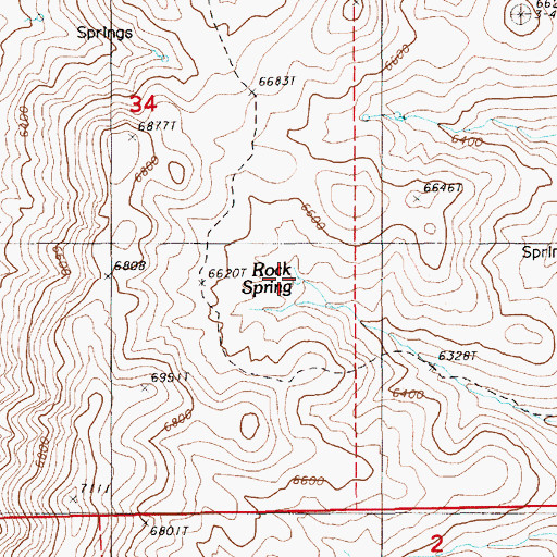 Topographic Map of Rock Spring, NV