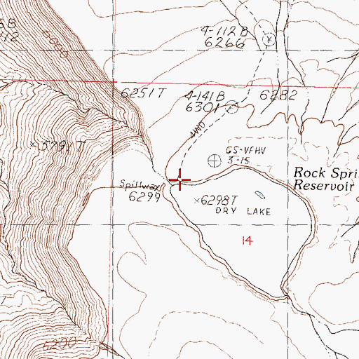 Topographic Map of Rock Spring Table Reservoir, NV