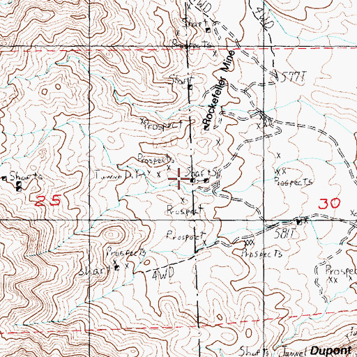 Topographic Map of Rockefeller Mine, NV
