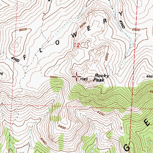 Topographic Map of Rocky Peak, NV