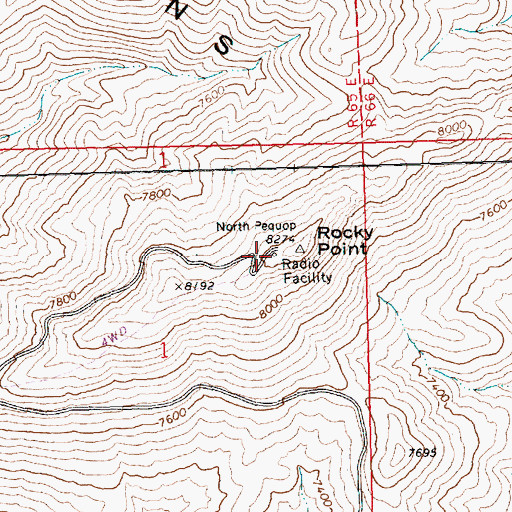 Topographic Map of Rocky Point, NV