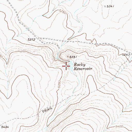 Topographic Map of Rocky Reservoir, NV