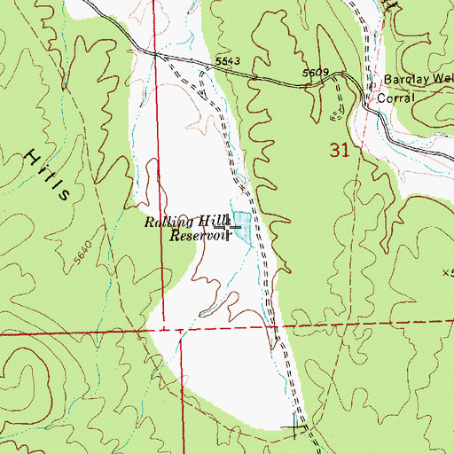 Topographic Map of Rolling Hills Reservoir, NV