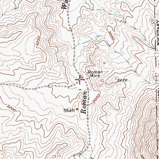 Topographic Map of Roman Mine, NV