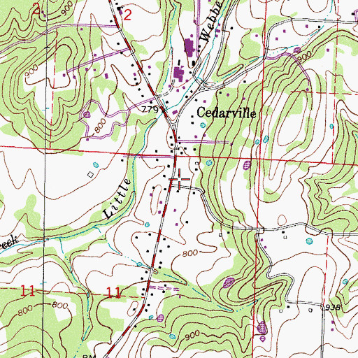 Topographic Map of Cedarville Post Office, AR