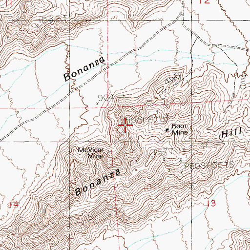 Topographic Map of Root Mine, NV