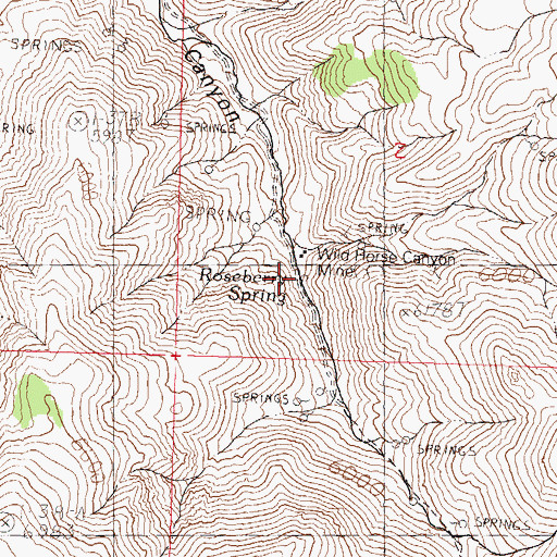 Topographic Map of Roseberry Spring, NV