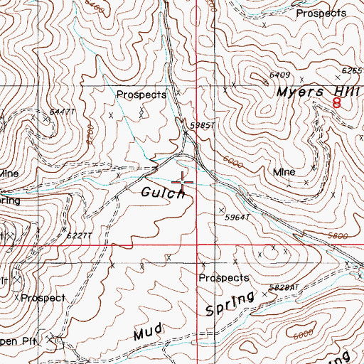 Topographic Map of Rosebud Gulch, NV