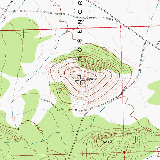 Topographic Map of Rosencrans Knolls, NV