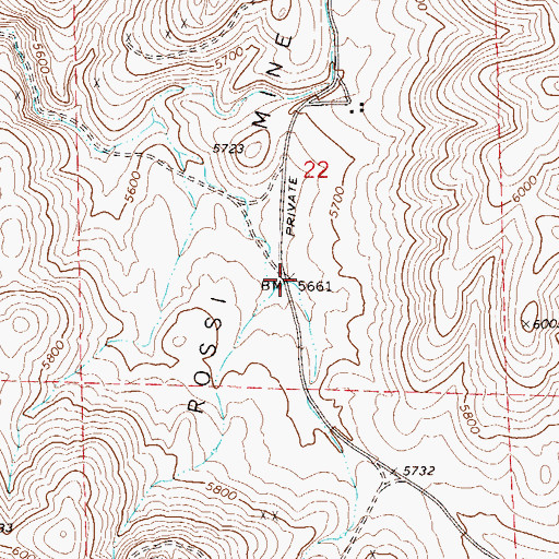 Topographic Map of Rossi Mine, NV