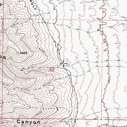 Topographic Map of Rough Creek Canyon, NV