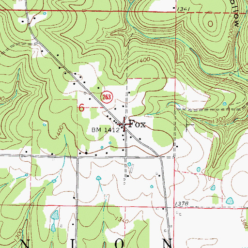Topographic Map of Fox Post Office, AR