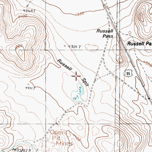 Topographic Map of Russell Spit, NV