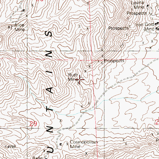 Topographic Map of Ruth Mine, NV
