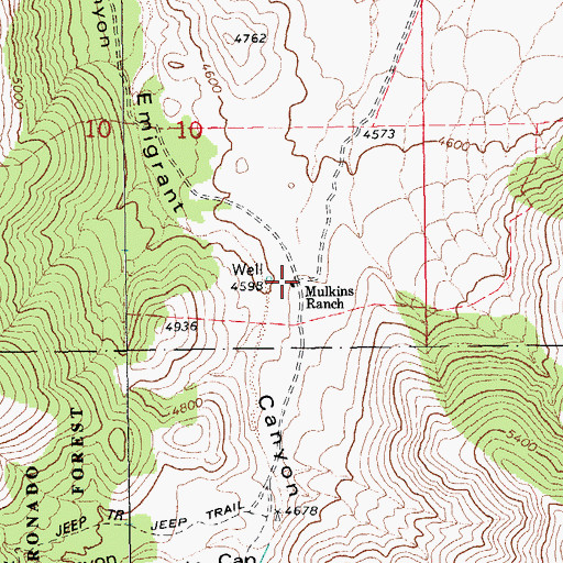 Topographic Map of Mulkins Ranch, AZ
