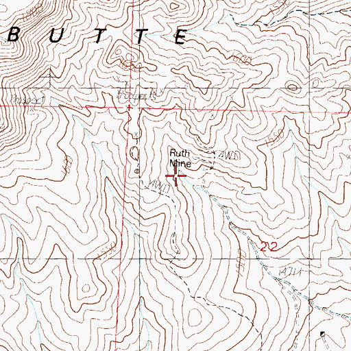 Topographic Map of Ruth Mine, NV