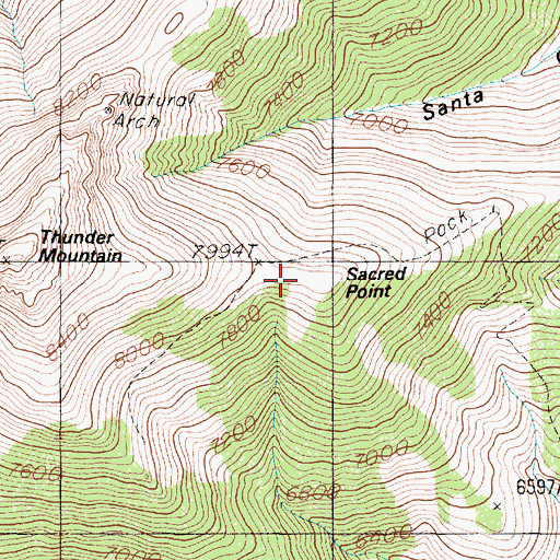 Topographic Map of Sacred Point, NV