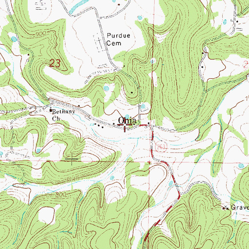 Topographic Map of Onia Post Office, AR