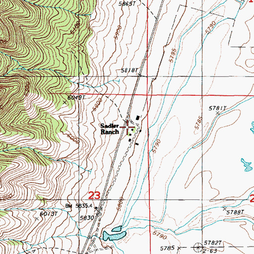 Topographic Map of Sadler Ranch, NV