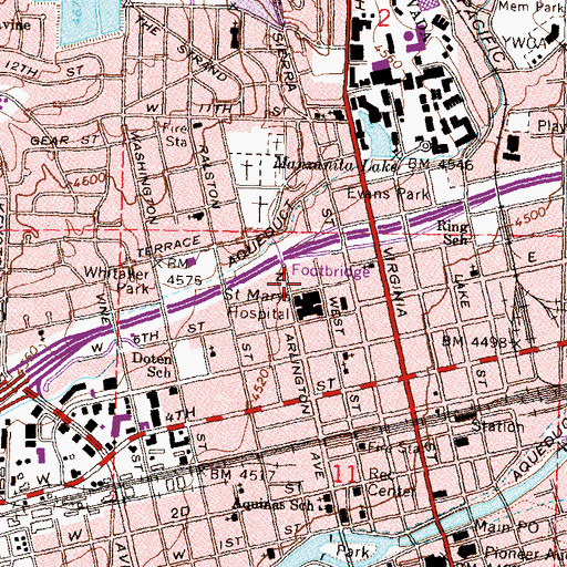 Topographic Map of Saint Mary's Regional Medical Center, NV