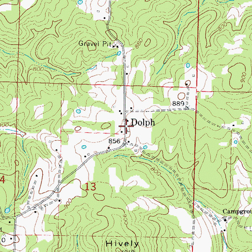 Topographic Map of Dolph Post Office, AR