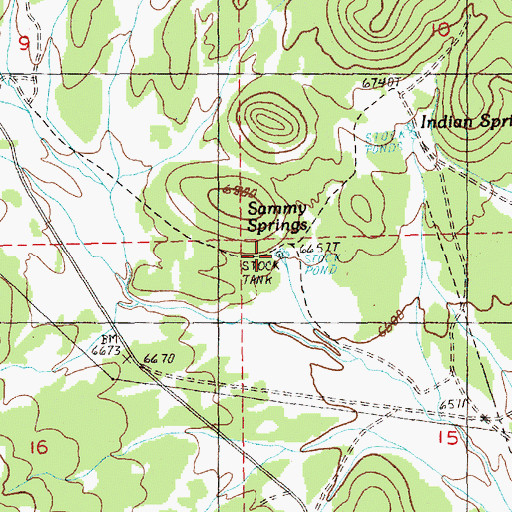 Topographic Map of Sammy Springs, NV