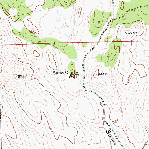 Topographic Map of Sams Camp Well, NV