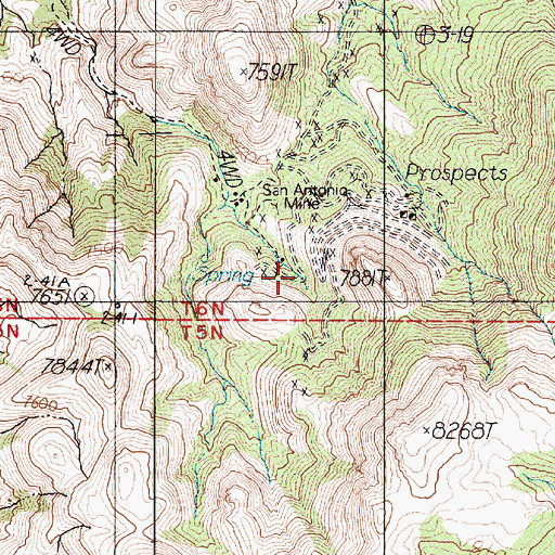 Topographic Map of San Antonio Mine, NV
