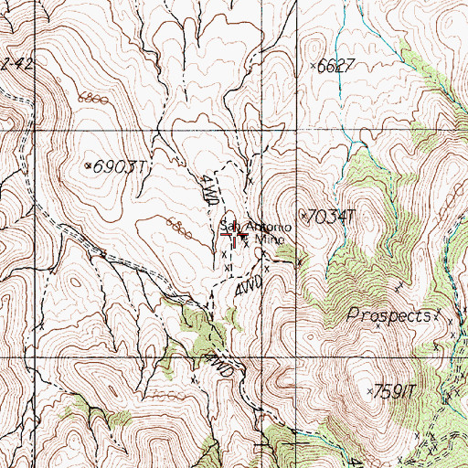 Topographic Map of San Antonio Mine, NV