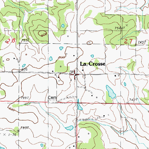Topographic Map of La Crosse Post Office, AR