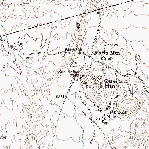 Topographic Map of San Rafael Mine, NV