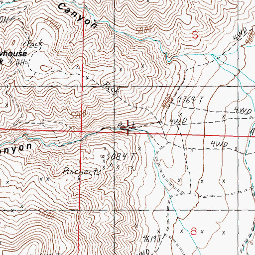 Topographic Map of Sand Canyon, NV