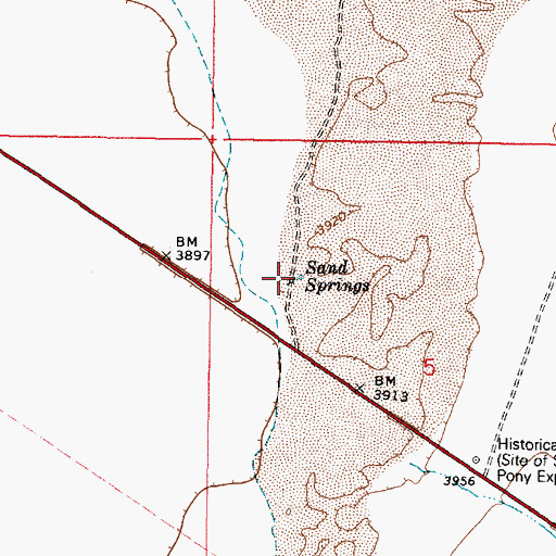 Topographic Map of Sand Springs, NV