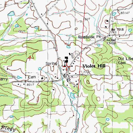 Topographic Map of Violet Hill Post Office, AR