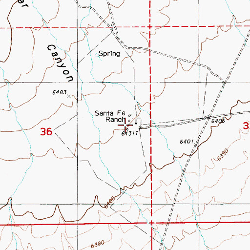 Topographic Map of Santa Fe Ranch, NV