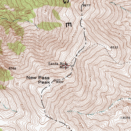 Topographic Map of Santa Rosa Mine, NV