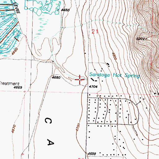 Topographic Map of Saratoga Hot Spring, NV