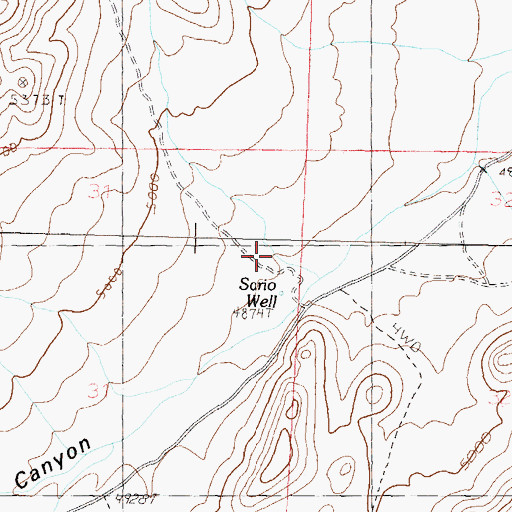 Topographic Map of Sario Well, NV