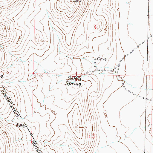 Topographic Map of Schell Spring, NV