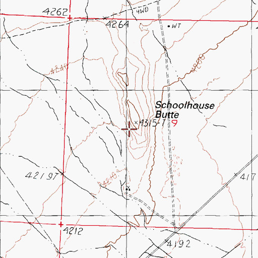 Topographic Map of Schoolhouse Butte, NV